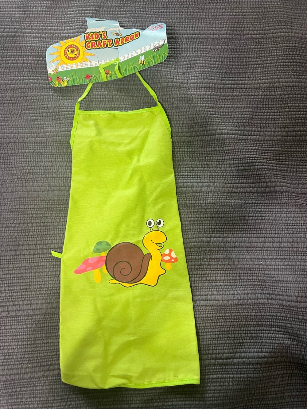 NEW Back Yard Kids Craft Apron – Snail Design – $15